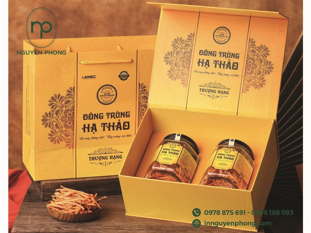 Túi giấy đi kèm hộp đông trùng hạ thảo